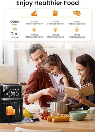 Air Fryer 5Qt, Large Air Fryer Clear Window, Multifunctional Digital Air Fryer 8 Cooking Presets, 1500w Power Up to 400℉, Even Heating Dehydration for Crisp, Roast, Bake, Nonstick Cooker Airfryer