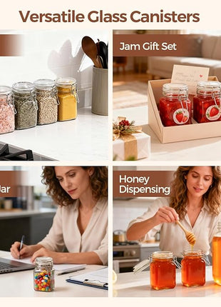 ComSaf Small Glass Jars with Airtight Lid Set of 6, Spice Jars 8 oz, Mason Jars 8 oz, Small Canning Jar, 8oz Jars with Lids for Kitchen, Jam, Jelly, Honey, Herb, Candy, Beans, Dessert, Sugar, Parfait