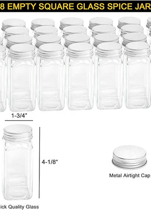 SpaceAid Spice Rack Organizer with 28 Spice Jars, 386 Spice Labels, Chalk Marker and Funnel Set for Cabinet, Countertop, Pantry, Cupboard or Door & Wall Mount - 28 Jars, 13.4" W × 10.8" H, White