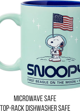 Silver Buffalo Peanuts “First Beagle on the Moon” Featuring Snoopy in Space Ceramic Mug, 20 Ounces