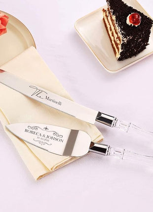 AW BRIDAL Personalized Cake Cutting Set for Wedding, Silver Wedding Cake Knife Dessert Cutter Gift for Wedding, Bridal Party Showers//DK2201CPP24//