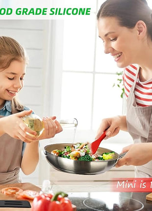 Mini Silicone Brownie Serving Spatula Set Flexible Non Stick Serve Turner Heat Resistant Cooking Spatula for Flip Eggs Crepe Steak Pizza Kitchen Utensil (Black)