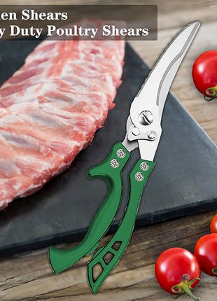 ANDONG Heavy Duty Poultry Shears, All-Purpose Kitchen Scissors for Food, Spatchcock Shears, Green
