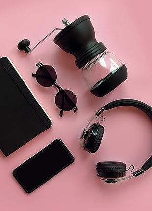 Mixpresso Manual Coffee Grinder, Spice Grinder Manual, Glass Jars, Ceramic Burr, Adjustable Grind, Easy to Clean, Portable Compact Design, 3 Piece Set, Stainless Steel