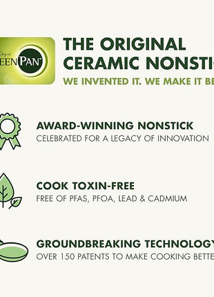 GreenPan Swift 12" Ceramic Nonstick Frying Pan Skillet with Lid, PFAS & PFOA-Free Healthy Cooking, Gold Stainless Steel Handle, Versatile Cooking Essentials, Dishwasher & Oven Safe, Cream