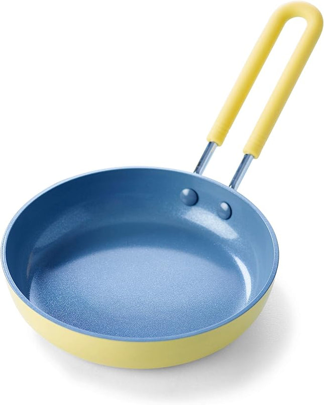 GreenPan Mini Healthy Ceramic Nonstick, 5" Round Egg Pan, PFAS-Free, Dishwasher Safe, Stay Cool Handle, Yellow