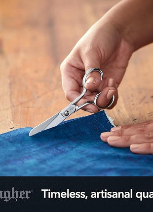 Gingher 5" Fabric Scissors, Premium Forged Steel Fabric Shears, Sharp Knife Edge Sewing Scissors for Cutting Cloth with Protective Sheath, Ambidextrous Design