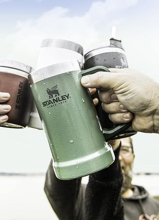 Stanley Stay-Chill Beer Stein 24 oz | Heavy Duty Big Grip Handle | Beer Tumbler Drink Cup, Holds 2 Cans | Insulated Stainless Steel Party Mug | BPA-Free