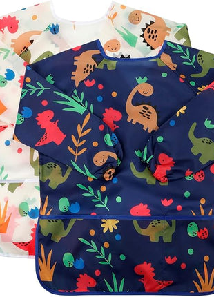 CUBACO Kids Painting Apron, 2pcs Waterproof Art Smocks For Child 3-8 Years, Kids Smocks for Painting Aprons with Long Sleeve