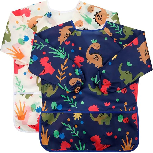 CUBACO Kids Painting Apron, 2pcs Waterproof Art Smocks For Child 3-8 Years, Kids Smocks for Painting Aprons with Long Sleeve