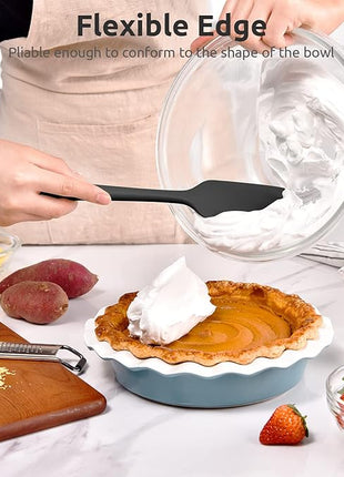 Heat Resistant Silicone Spatula Set: U-Taste 600ºF High Temp Seamless Food Grade Utensil, Flexible Rubber Silicon Kitchen Cooking Mixing Baking Scraper for Nonstick Cookware Set of 4 (Black)