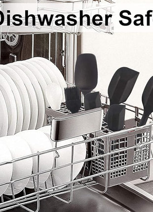 Silicone Spatula Set, 6 Piece Rubber Spatula Heat Resistant and Stainless Steel Core Spatulas for Cooking Utensils Large and Small Baking Kitchen Spatulas Black