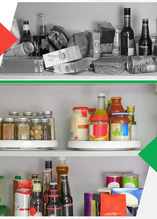 12-Inch Non-Skid Turntable Lazy Susan Organizer [4 Pack] - Spinning Rack for Cabinet Table Top, Pantry Organization Storage, Kitchen, Fridge, Vanity, Countertop, Under Sink Organizing, Spice Spinner