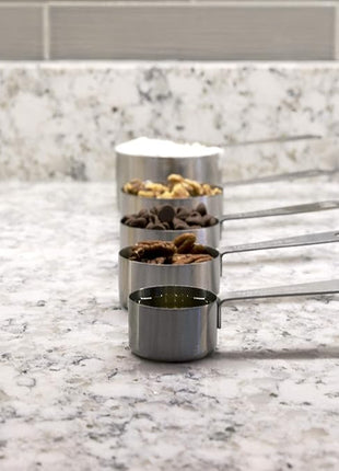 husMait Stainless Steel Measuring Cups - 5 Piece Heavy Duty Measuring Cup Set with Storage Ring