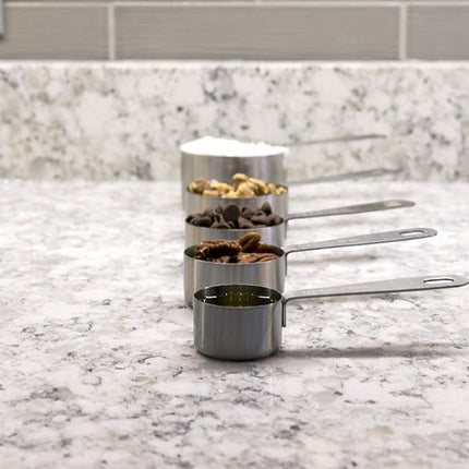 husMait Stainless Steel Measuring Cups - 5 Piece Heavy Duty Measuring Cup Set with Storage Ring