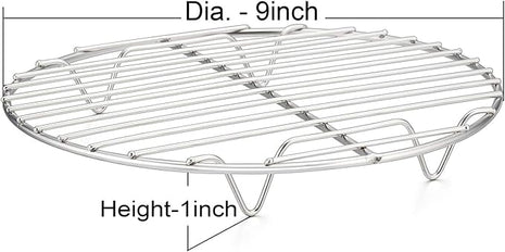 P&P CHEF Round Cooking Rack, 3 Pcs Stainless Steel Baking Cooling Steaming Grilling Rack, Fits Air Fryer/Stockpot/Pressure Cooker/Round Cake Pan, Oven & Dishwasher Safe (9 Inch)