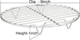 P&P CHEF 9 Inch Cooking Rack Round, Stainless Steel Round Rack for Cooking Cooling Steaming Baking, Fit Air Fryer Pot Pressure Cooker, 2 Pack -Oven & Dishwasher Safe