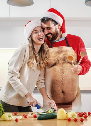 Funny Men Cooking Grilling Aprons Belly BBQ Funny Gag Gifts for Christmas, White Elephant Gift Exchange