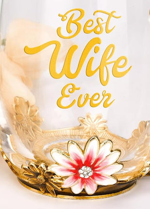 OEAGO Gifts for Wife from Husband Romantic Tea Cup Gifts for Her Birthday Flower Glass Mugs Wedding Mothers Day Christmas Anniversary