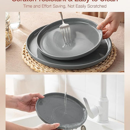 Famiware Milkyway Dinnerware Sets, 24 Piece Dish Set, Plates and Bowls Sets for 8, Dark Gray