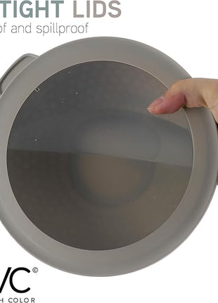 COOK WITH COLOR Mixing Bowls with Lids - 12 Piece Plastic Nesting Bowls Set includes 6 Prep Bowls and 6 Lids, Non Slip Bottom and Embossed Design - Microwave Safe (Mint)