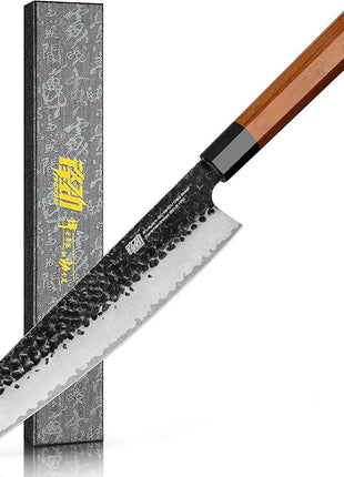 FINDKING Dynasty Series Japanese Kiritsuke Knife, Multi-Purpose Gyuto Chef knife, 9Cr18MoV High Carbon Steel Blade, African Rosewood Octagonal Handle, for Meat, Fruits, Vegetables,9 Inches