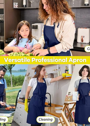 ROTANET Extra Large Apron for Men Adjustable Bib Aprons with 2 Pockets Cooking Kitchen Women Chef Water & Oil Resistant