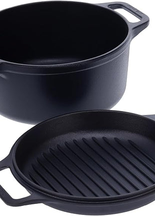 Victoria 6-Quart Cast Iron Combo Cooker, Combination Dutch Oven and Skillet, Made in Colombia, 2-Piece Set