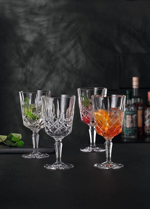 Nachtmann Noblesse 12 Oz. All Purpose Glasses, Set of 4 – 7.4" Crystal Drinkware with Elegant Cut Design, Modern Barware Glasses for Wine, Cocktails & Water, Lead-Free – Stylish Bar & Dining Set
