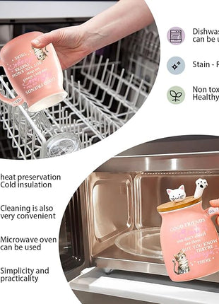 Friendship Gifts for Women Cat Mug Unique Birthday Gifts for Women Cute Stuff Kawaii Tea Cup Christmas Gift Bestie Friend Gift For Woman Cat Lovers hemed Gifts for BFF Coworker Sister