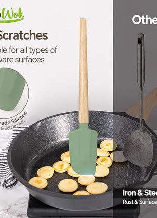 Silicone Spatula Set, Food Grade Rubber Spatula-4 Piece Nonstick Rubber Spatulas, Spoonula, Jar Scraper for Cooking, Baking, Mixing, Frosting - Heat Resistant Up to 600°F (Spatulas-Colorful)