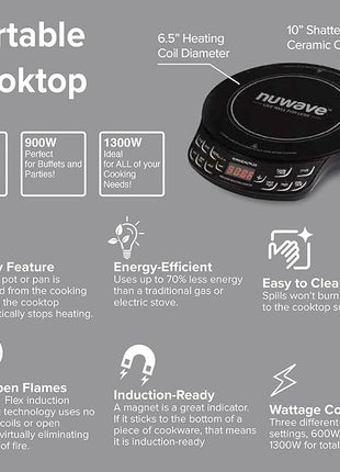 Nuwave PIC Flex Compact, Portable, Powerful Induction Cooktop With 9-inch Duralon Healthy Ceramic Non-Stick Fry Pan