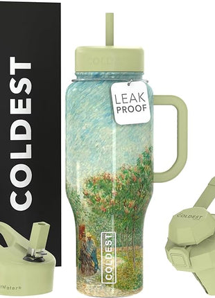 Coldest Tumbler with Handle and Straw, 100% Leak Proof Insulated Tumbler with Lid and Straw (3 Lids), Stainless Steel Tumblers for Women & Men, Cup Holder Friendly Base, 36 oz (Courting Couples)