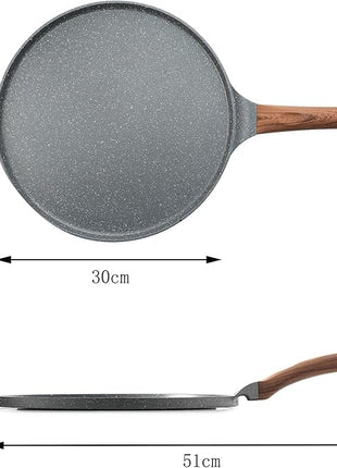 SENSARTE Nonstick Crepe Pan, Swiss Granite Coating Dosa Pan Pancake Flat Skillet Tawa Griddle 12-Inch with Stay-Cool Handle, Induction Compatible