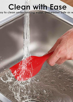 Silicone Spatula Set 2 Pcs Heat Resistant Rubber Spatula for Non-stick Cookware BPA Free (Red)