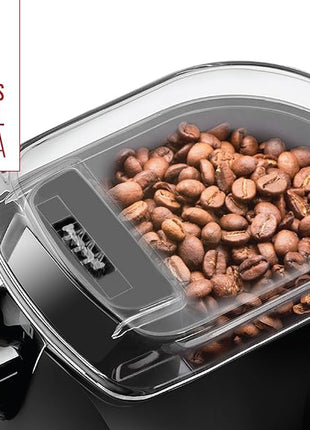 Chefman Coffee Grinder Electric Burr Mill - Freshly Grinds Up to 2.8oz Beans, Large Hopper with 17 Grinding Options for 2-12 Cups, Easy One Touch Operation, Cleaning Brush Included, Black