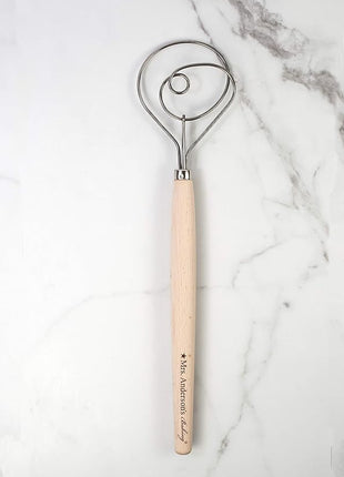 Mrs. Anderson's Baking Dough Whisk 18/8 Stainless Steel Blade, 15-Inches, wood