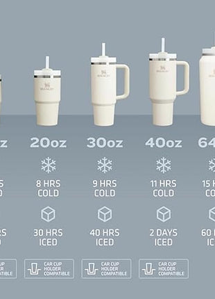 STANLEY Quencher H2.0 Tumbler with Straw 30 oz | Flowstate 3-Position Lid | Cup Holder Compatible for Travel | Insulated Stainless Steel Cup | BPA-Free | Cream
