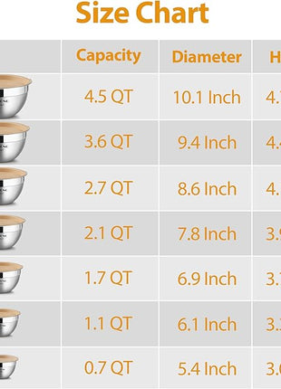 YIHONG 7 Piece Metal Mixing Bowls with Lids for Kitchen, Stainless Steel Set Ideal for Baking, Prepping, Cooking and Serving Food, Nesting Design for Space Saving Storage (Khaki)