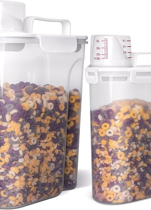 Rice Airtight Dry Food Storage Containers 2 Pack, BPA Free Plastic Storage Bin Dispenser with Pourable Spout, Portable Handle, Kitchen Pantry Organization for Cereal, Flour and Baking Supplies