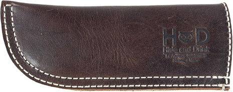Hide & Drink, Hot Handle, Cast Iron Protector, Panhandle Potholder, Slides On/Off Easily onto Metal Skillet Grips, Full Grain Leather, Handmade (Bourbon Brown White Stitching)