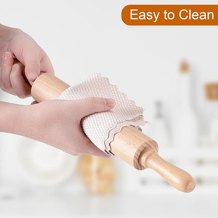 AISOSO Rolling Pins for Baking, 15.75 Inches Wooden Rolling Pin with Handles, Classic Nonstick Dough Roller for Fondant Pizza Pie Crust Cookie Pastry, Kitchen Baking Essentials, Light Yellow