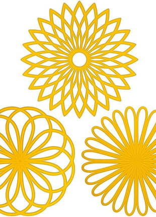 ME.FAN Silicone Trivet Mat - Kitchen Hot Pads for Pots & Dish - Insulated Teapot Trivet - Flexible, Durable, Non-Slip Large Coasters 3 Set Yellow