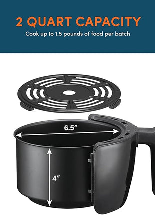 Elite Gourmet EAF2612D Personal 2.1Qt Compact Space Saving Programmable Hot Air Fryer, Oil-Less Healthy Cooker, Timer & Temperature Controls, 1000W, Black