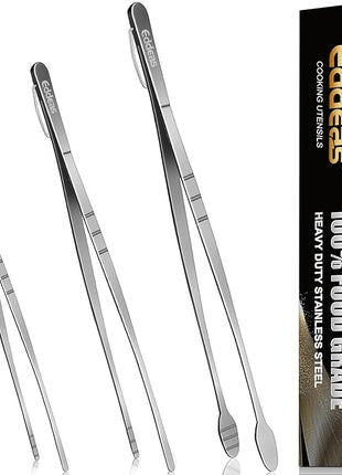 Kitchen Tweezers Tongs, Cooking Tweezers Stainless Steel - 3 Size 12'' 10'' & 8 inch Ideal for Meat, pasta, plating and pinching delicate small pieces of food, Set of 3
