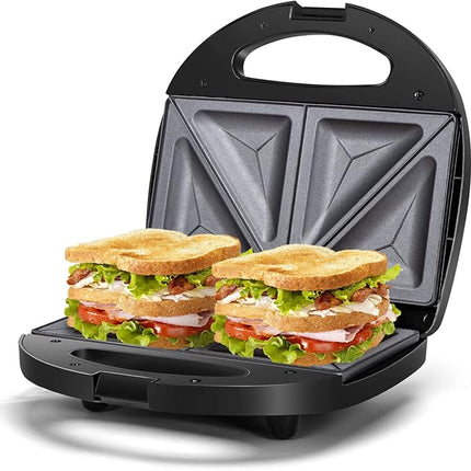 Aigostar 2in1 Sandwich Maker Panini Press Grill with Nonstick Plates, Double-Sided Heating Electric Sandwich Press Grill, Breakfast Sandwich Toaster Grilled Cheese Maker Snacks with Easy Cut Edges