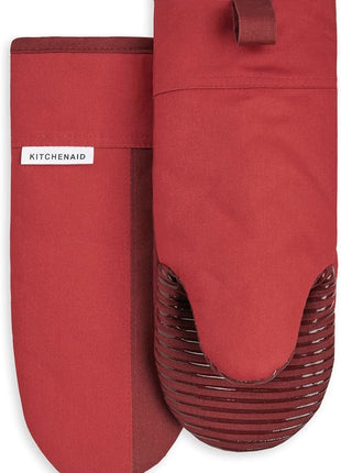 KitchenAid Beacon Two-Tone Non-Slip Oven Mitt Set, Passion Red/Bordeaux, 5.75"x13", 2 Piece