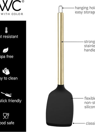 COOK WITH COLOR Silicone Cooking Utensils, Kitchen Utensil Set, Easy to Clean Silicone Kitchen Utensils, Cooking Utensils for Nonstick Cookware, Kitchen Gadgets Set with Holder, 10 Pieces