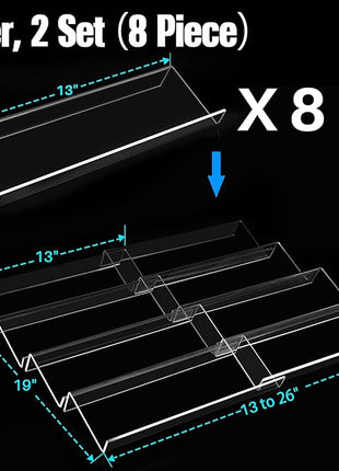 Antimbee Spice Drawer Organizer, 4 Tier- 8 Pack Kitchen Spice Rack Tray for Drawer, Expandable From 13" to 26" Acrylic Seasoning Organizer Rack Holds up 56 Spice Jars (Jars not Include)