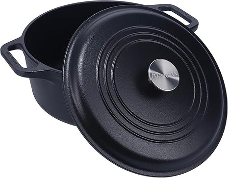 Victoria 6-Quart Cast Iron Dutch Oven with Lid and Dual Loop Handles, Seasoned with Flaxseed Oil, Made in Colombia,Black